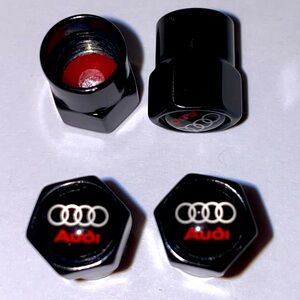 Set of 4 Audi Black Tire Valves Stem Air Caps